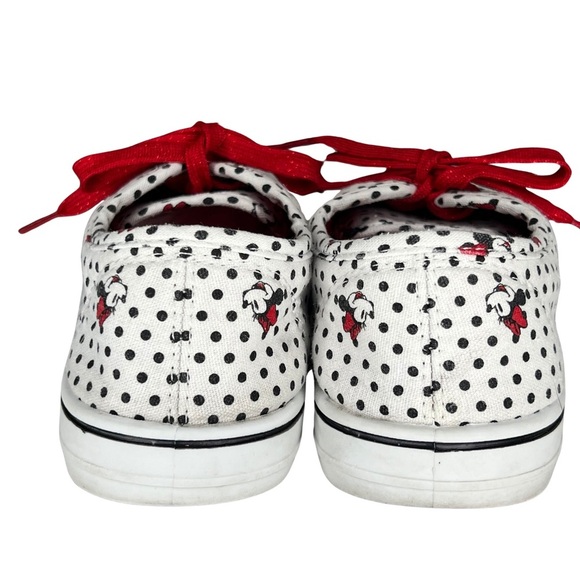 Disney Sneakers Minnie Mouse Polka Dot Canvas Sparkly Laces White Red Black 7 - Picture 11 of 14